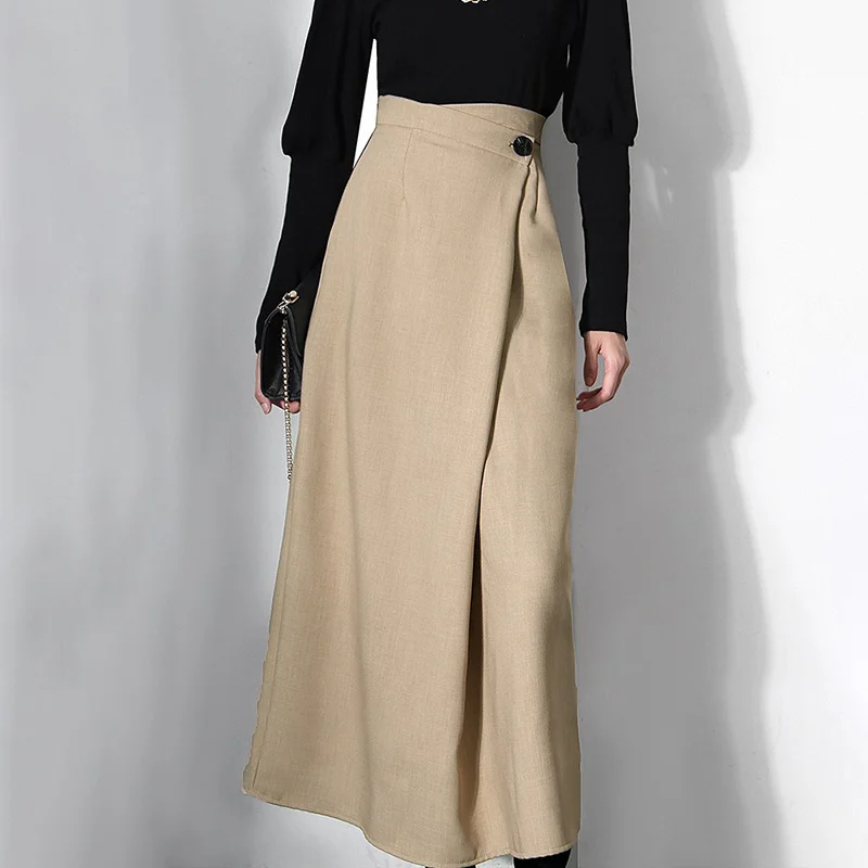 2023 New Fashion Autumn Casual Style Solid Irregular High Waist Loose Asymmetrical For Women Skirts