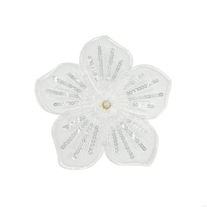 Q0KE Polyester Flower Embroidery Mend Apparel Repair Mend Polyester Texture Suitable for Clothing and Craft Projects