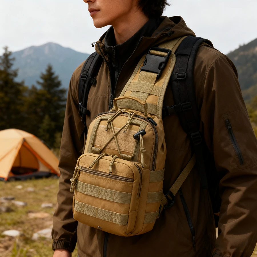 Outdoor-Freizeit-Brusttasche, multifunktionale tragbare diagonale Kreuz-Herren-Umhängetasche für Sport und Radfahren