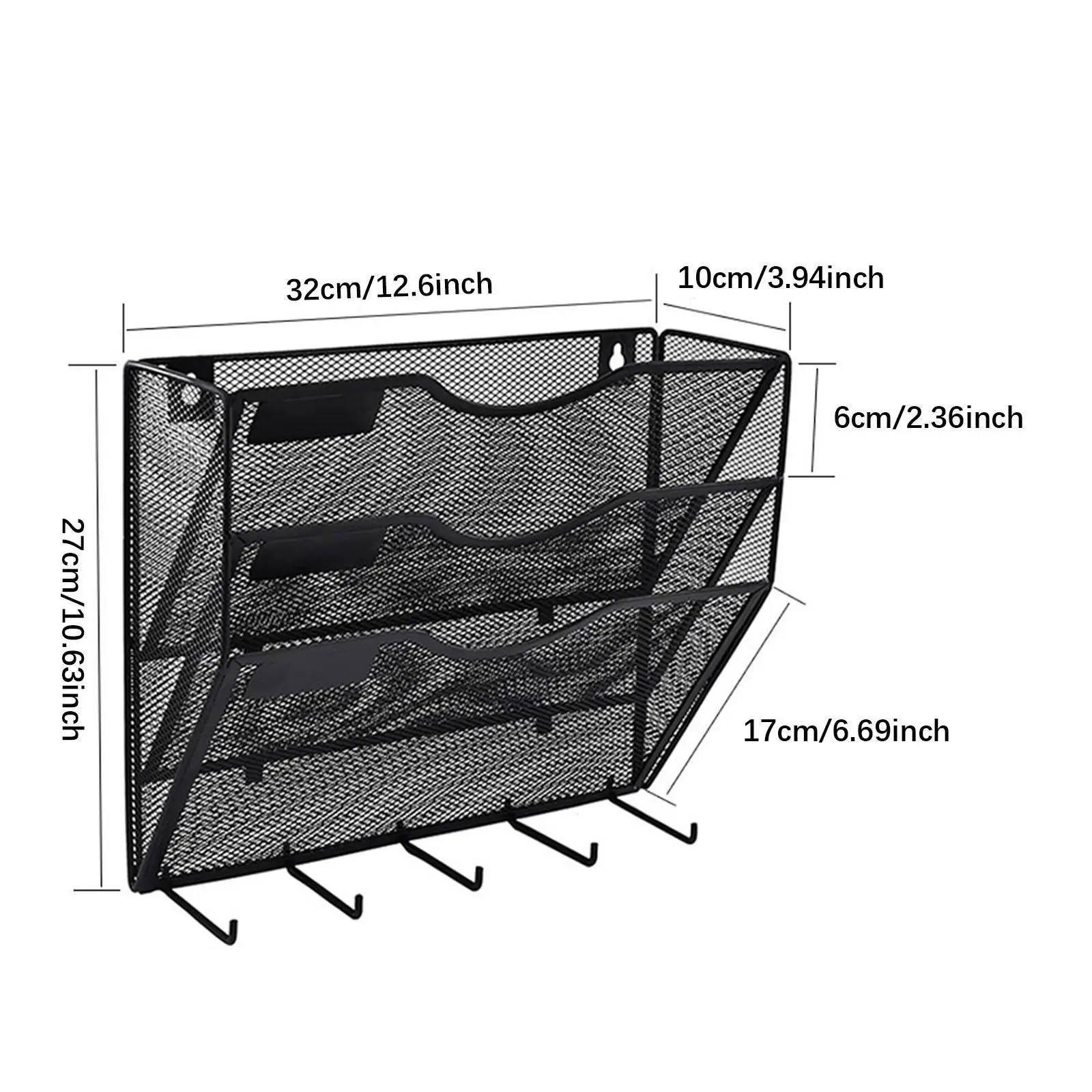 Wall File Mail Organizer Metal Structure Vertical Multilayer Easily Install Multipurpose Space Saving Magazine Letter Rack