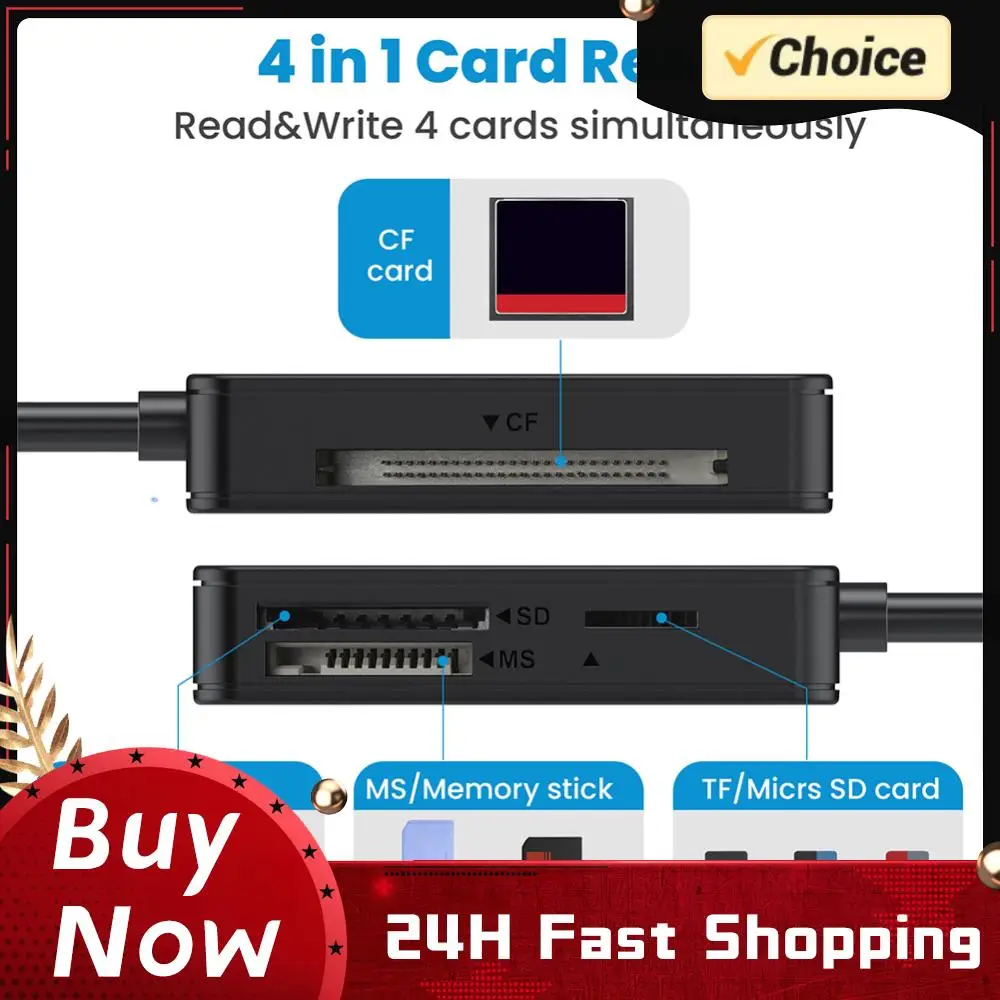 

USB 3.0 Type C Memory Smart Card Reader 4 in 1 Flash Card Adapter 5Gbps Memory Card Writer 20cm Cable
