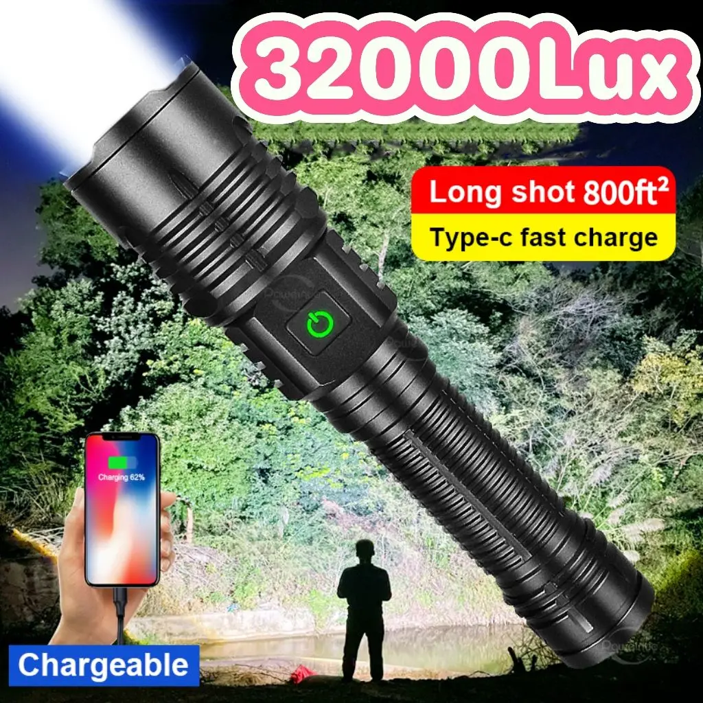 

Светодиодный фонарик высокой мощности, тактический аварийный прожектор, телескопический зум, USB перезаряжаемый фонарик для кемпинга, рыбалки