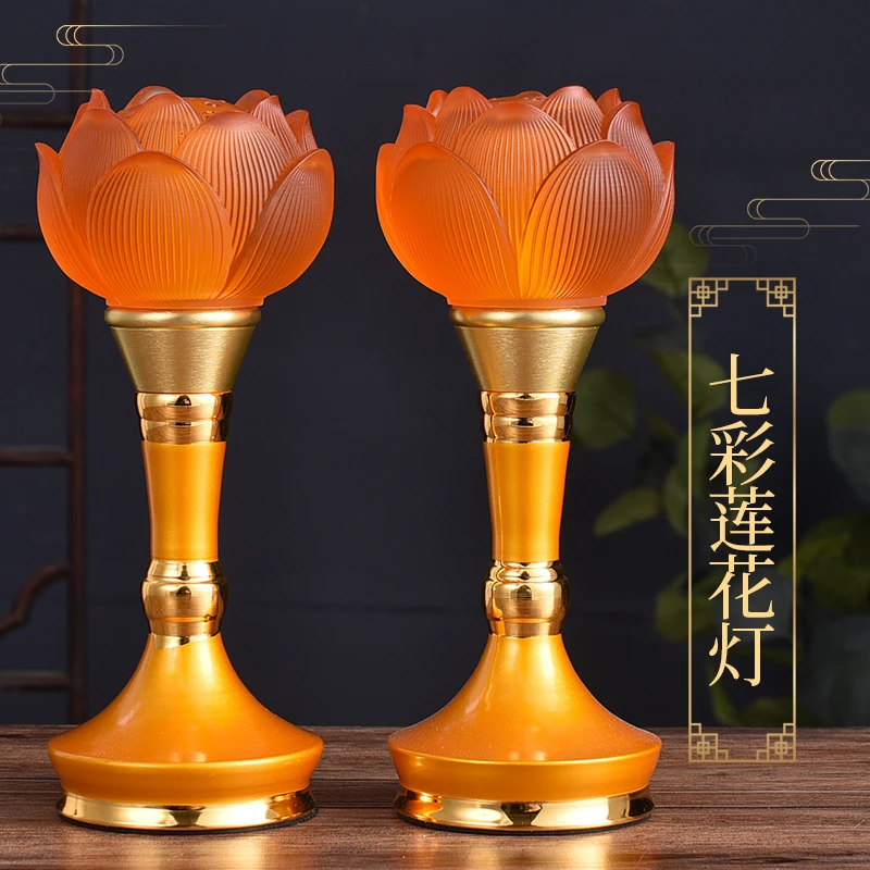 A PAIR 2PCS high grade Buddhism worship LED lamp HOME Temple shrine enshrine Sakyamuni guanyin buddha Bless safety health