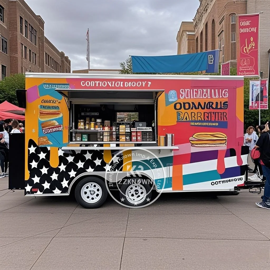 

2025 LOGO Customized Fast Food Truck Hot Dog Pizza Coffee Ice Cream Mobile Food Trailer for Outdoor Event Catering