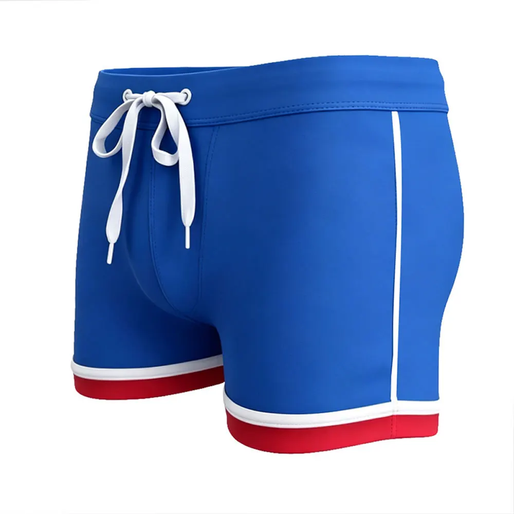Mens Stylish Boxer Swim Shorts Sexy 3D Pouch Design Solid Contrast Trim Elastic Waist Quick Dry Swim Trunks For Men image 5