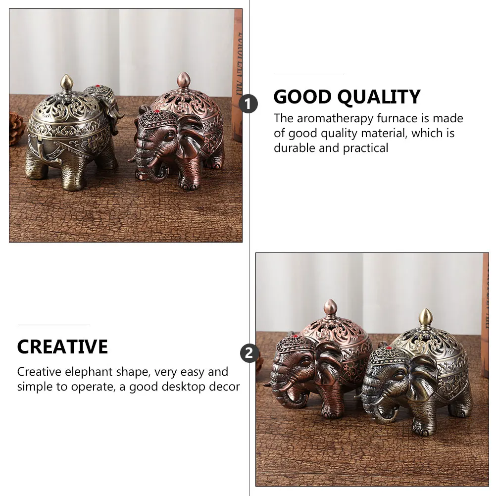 

1pc Elephant Shape Metal Incense Burner Aromatherapy Furnace For Home Office Decor Air Purification Censer Creative Table