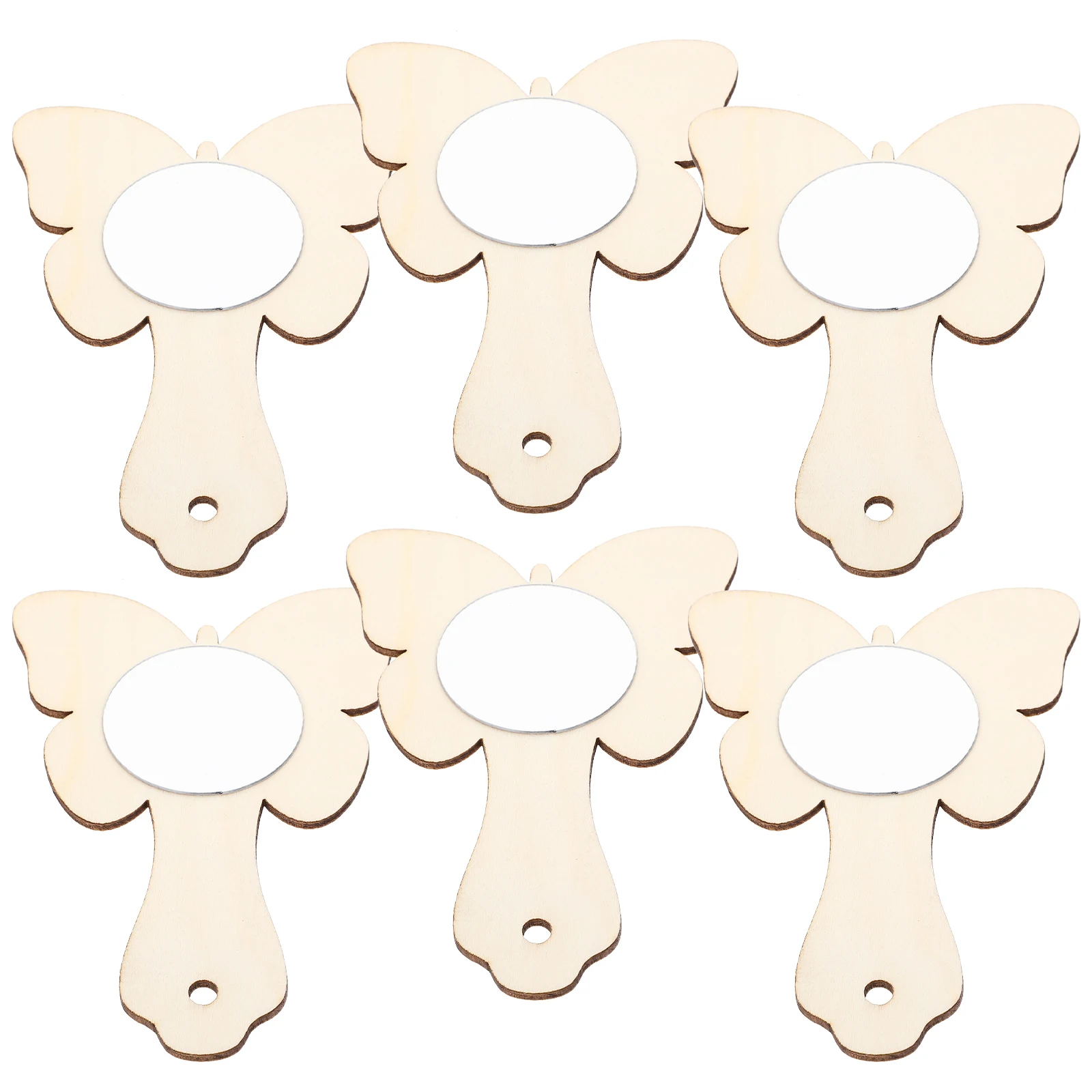 10 Uds. Espejos de mano de madera DIY sin pintar espejos artesanales para pintar decoración pequeño espejo de madera espejo de mano sin terminar