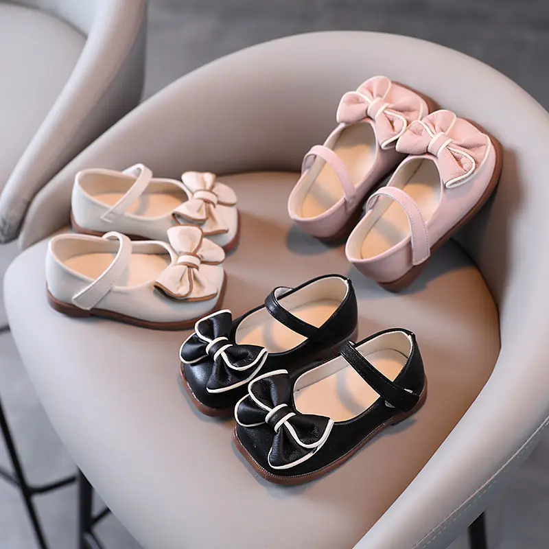 

Spring Summer Girls Leather Shoes Cute Bow Princess Shoes Solid Color Kids Gilrs Dancing Shoes Baby Toddler shoes