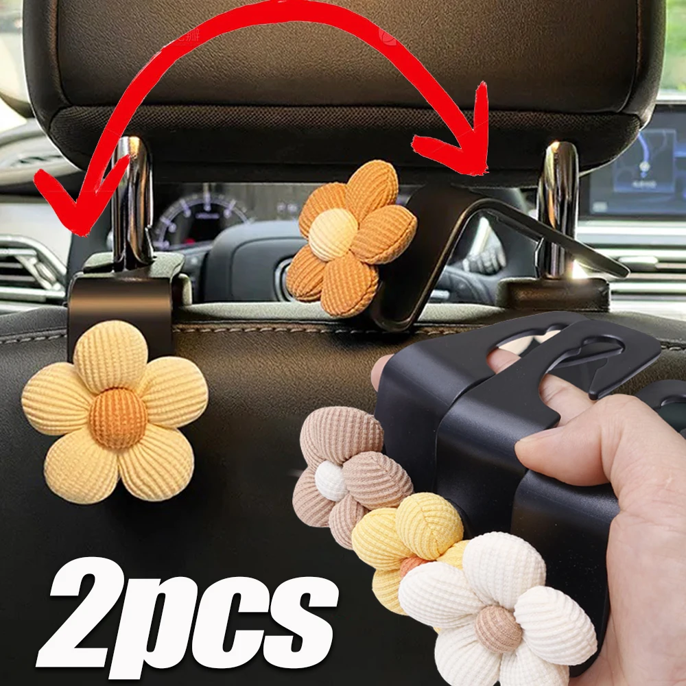 Multi-functional Car Hooks Small Flowers Seat Back Storage Supplies Bags Water Cups Key Bag Hooks Car Organizing Accessories