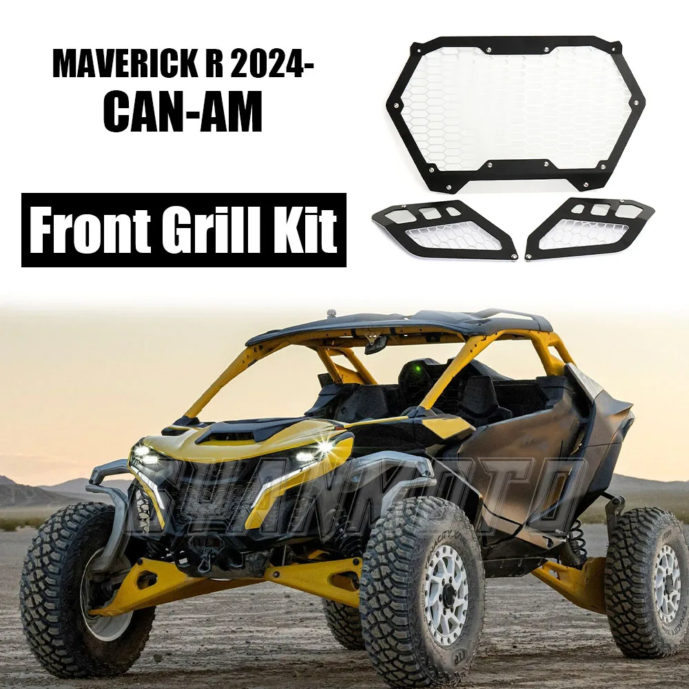 ملحقات CAN AM MAVERICK R 2025 طقم الشواية الأمامية أسود جديد UTV لـ Can-Am MAVERICK R 2024 Maverick R