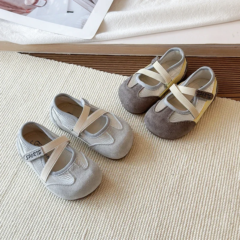 Mädchen Casual Mary Jane Sneaker, Ballerinas mit gekreuzten elastischen Riemen, leichte Weichsohlen-Wanderschuhe für Mädchen Frühling Herbst – Detail 2