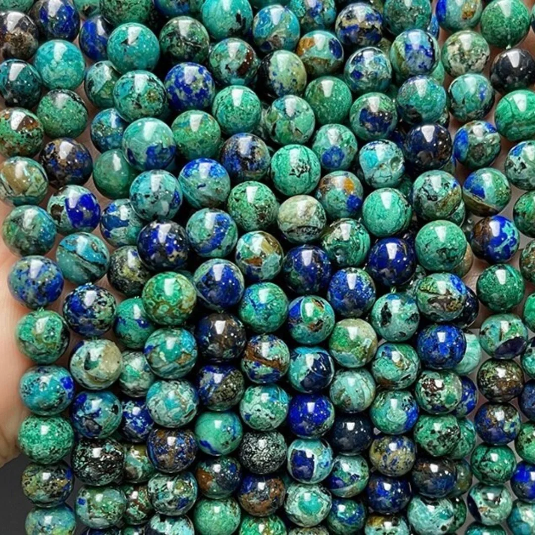 

Бусины из азурита 8/10 мм, круглые, гладкие, из полудрагоценного камня, для изготовления ювелирных изделий своими руками
