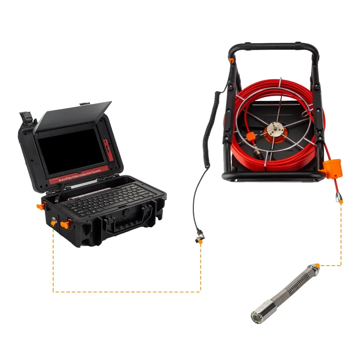 

Sewer Camera 512HZ Locator Self-Leveling Distanc Counter Inspection Camera with keybord and 7MM Cable 10.1inch Screen DVR 8GB