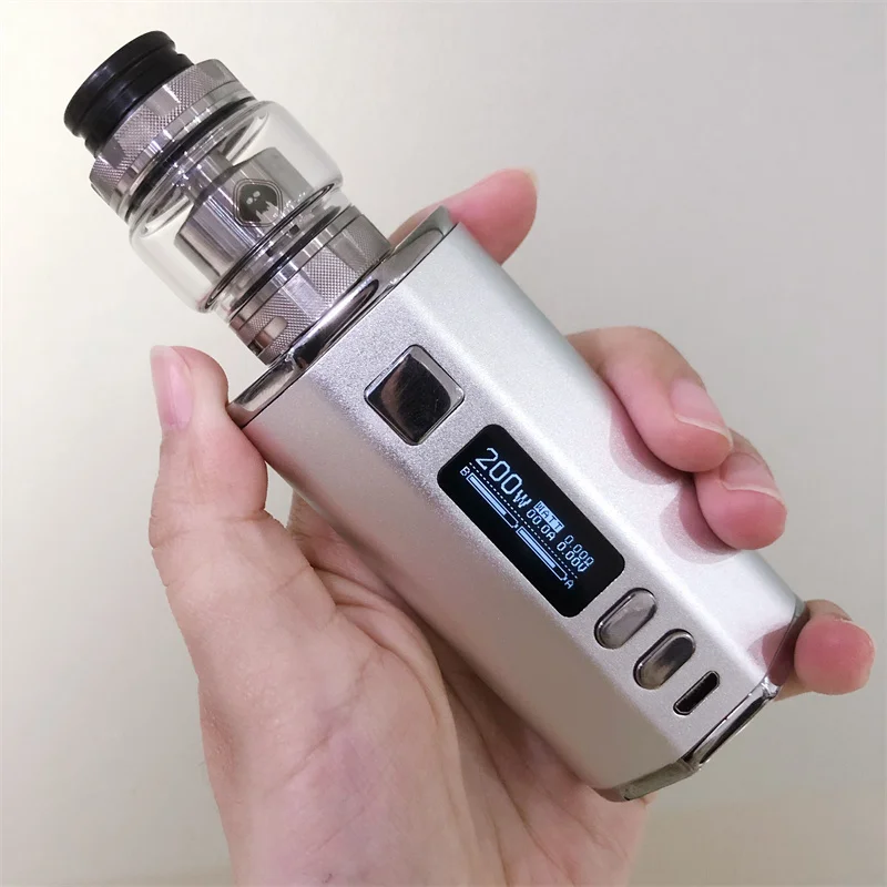 Caixa de Cigarro Eletrônico Vape, Kit Mod Smoke Vaper, 200W, 4000mAh, Bateria Embutida, Tela OLED, 2ml, 4ml, Destiny RTA