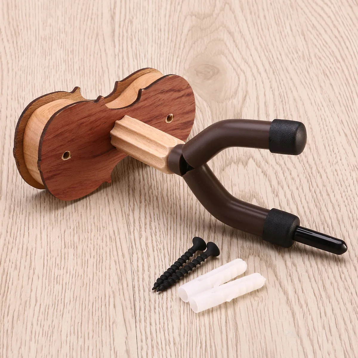 

Wall Mount Violin Hanger Real Hardwood Finish Red Wood Color Protective Padding for Safe Display Violin Wall Hanger Home Studio