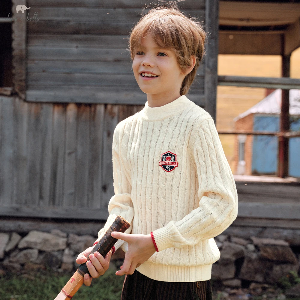 Dave Bella Boys Winter Knitted Wool Sweater Children 7-15 Years Teen Basic Knitwear Pullover Long Sleeve Top DK4264055