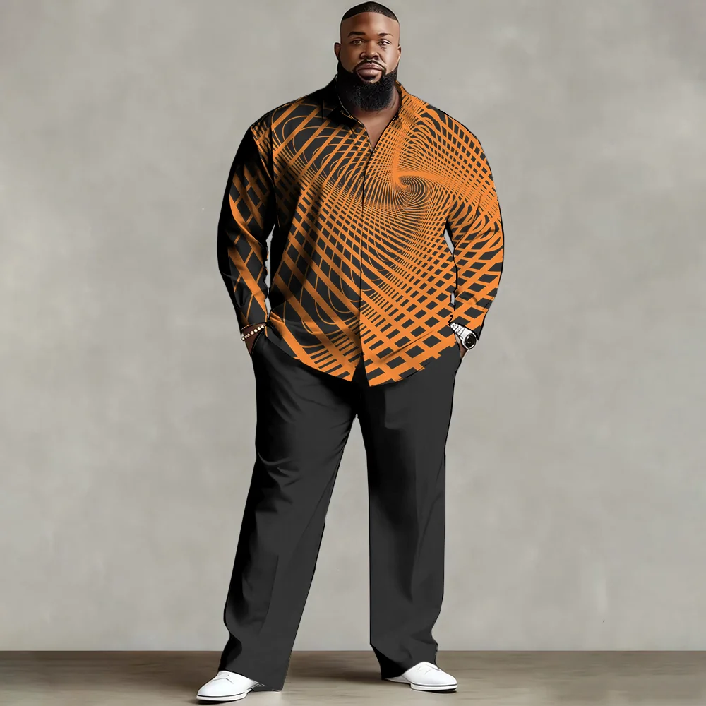 

S-9xl plus size Big & Tall Shirt Set (Iridescent Element) - Soft Cotton, Stylish Prismatic Print Patterns, Lightweight,