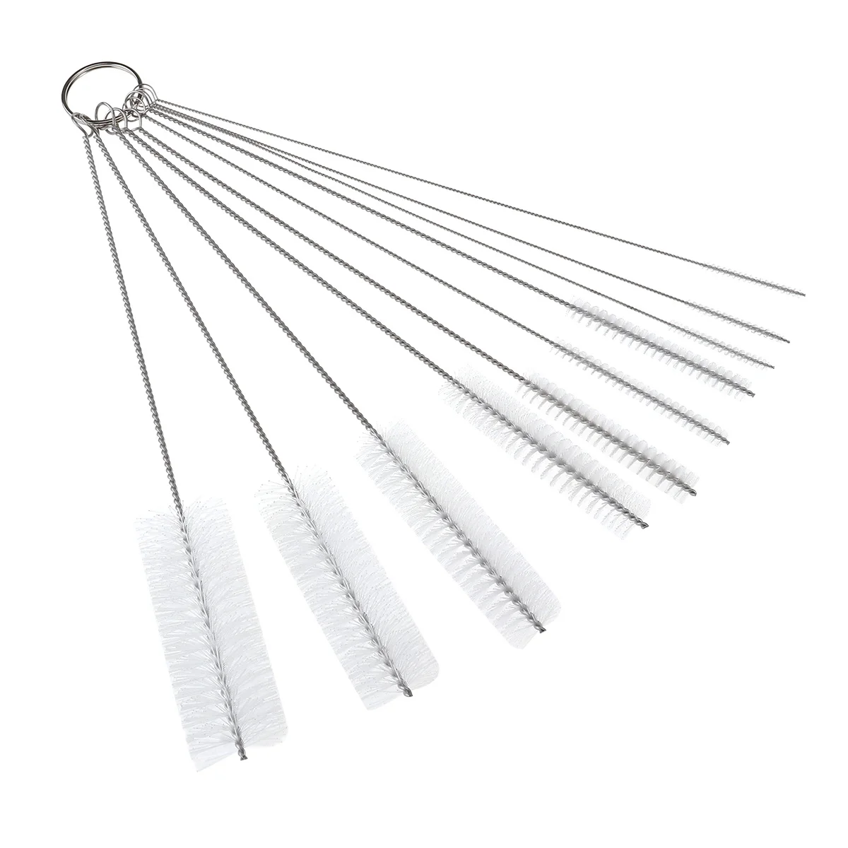 10Pcs 20cm Long Nylon Tube Brushes 2-24mm Diameters for Drinking Straws Glasses Keyboards Jewelry Brush Nylon Tube Brush