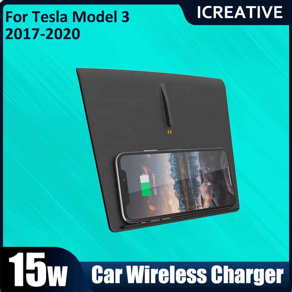 15W Wireless Charger For Tesla Model 3 2017 2018 2019 2020 Accessories,Dual Phone Charging Pad Car Center Console Interior