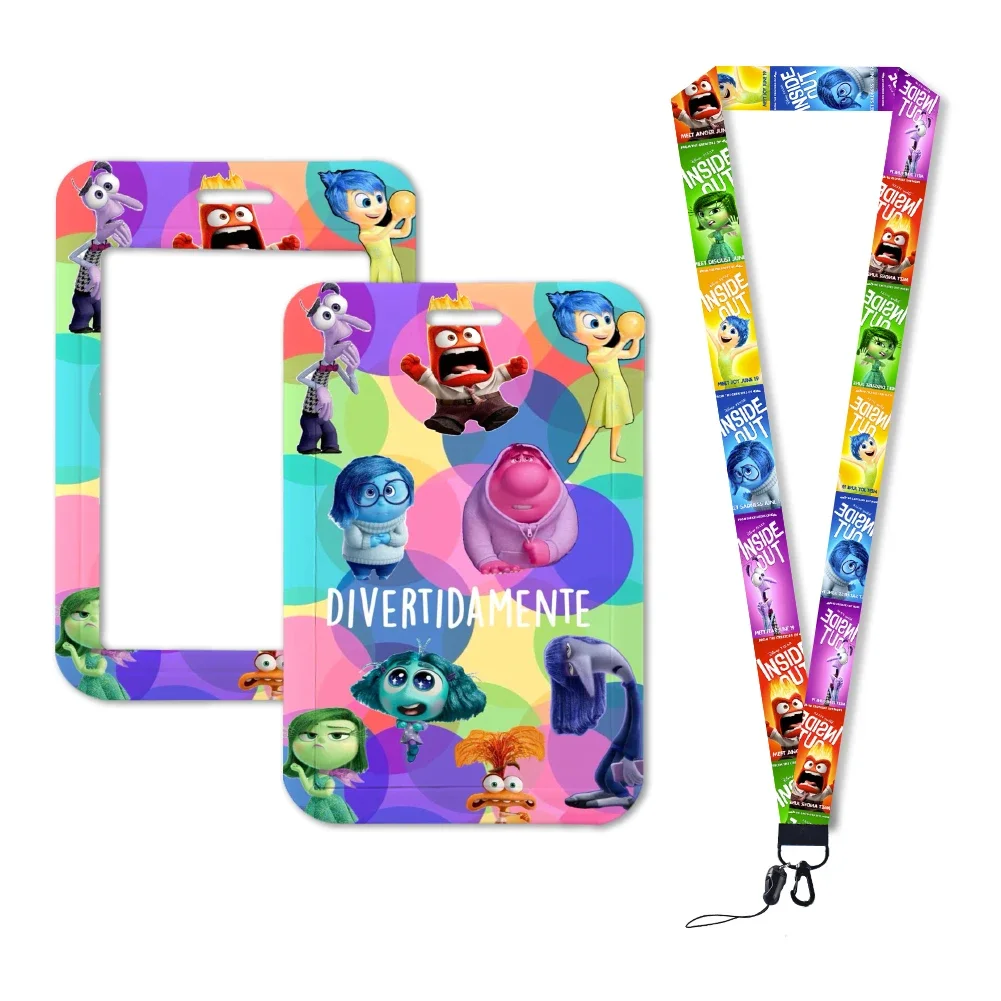 New Disney Inside Out 2 Card Case Lanyard ID Badge Holder Strap University Bus Pass Case Cover Slip Bank Credit Card Holder