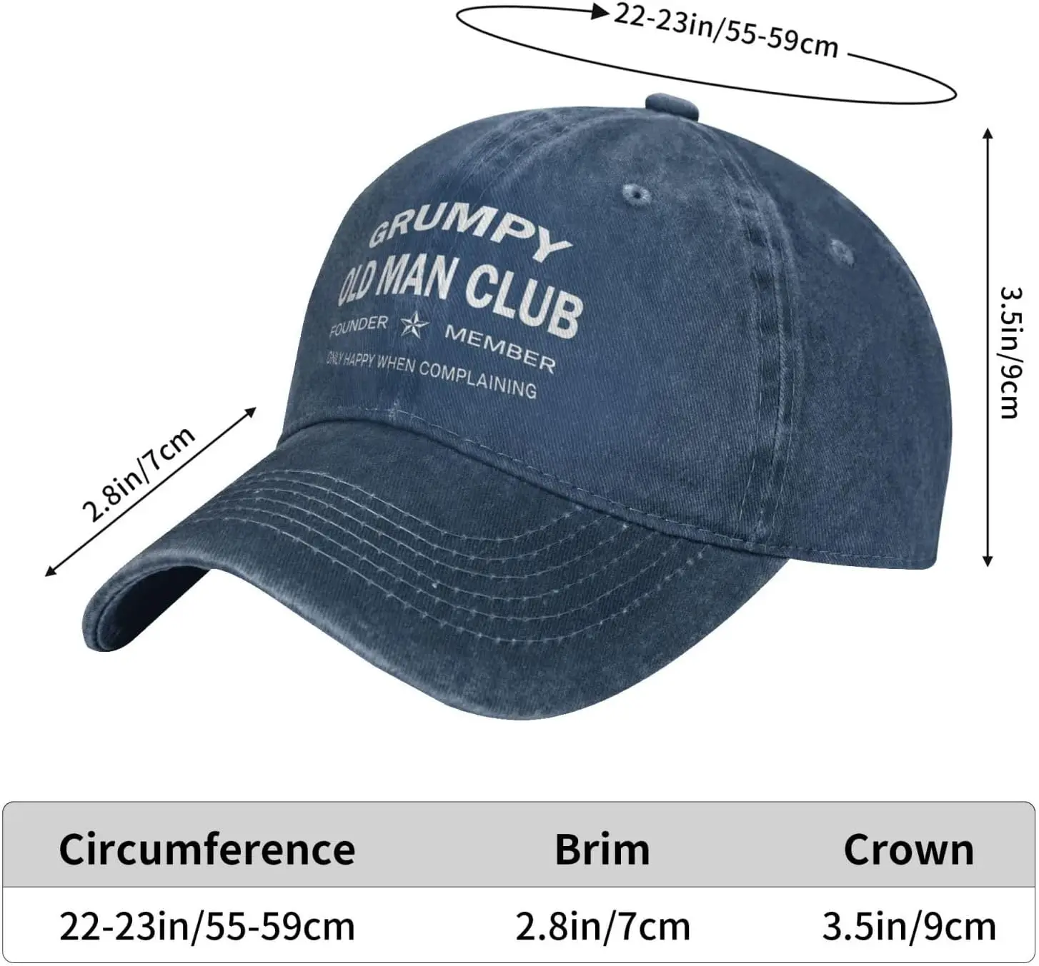 Grumpys Old Man Club Hat for Women Baseball Cap Fashionable Hat