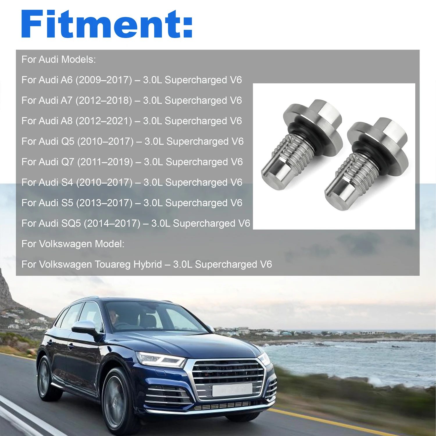 Imagen 7: Kit de tornillos de purga de compresor de acero inoxidable para Audi A6 A7 A8 Q5 S4 S5 SQ5 Touareg Hybrid 3.0T V6 - Reemplaza 06E127535B