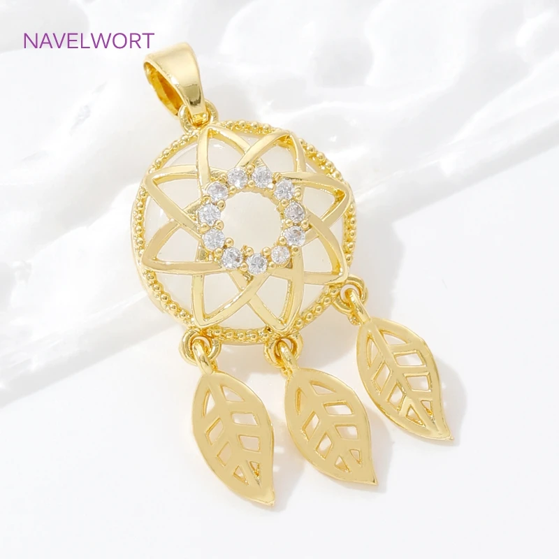 Trendy 18K Gold Plated Brass With Zircon Dream Catcher Charm Pendant For Necklace Jewelry Making Supplies DIY Accessories