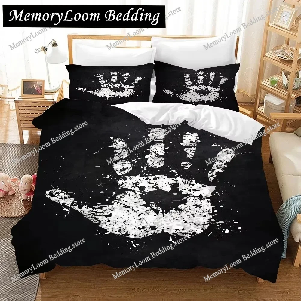 Halloween King Queen Duvet Cover Horror Blood Hand Bedding Set for Teens Scary Red Blood Stains Polyester Quilt Cover