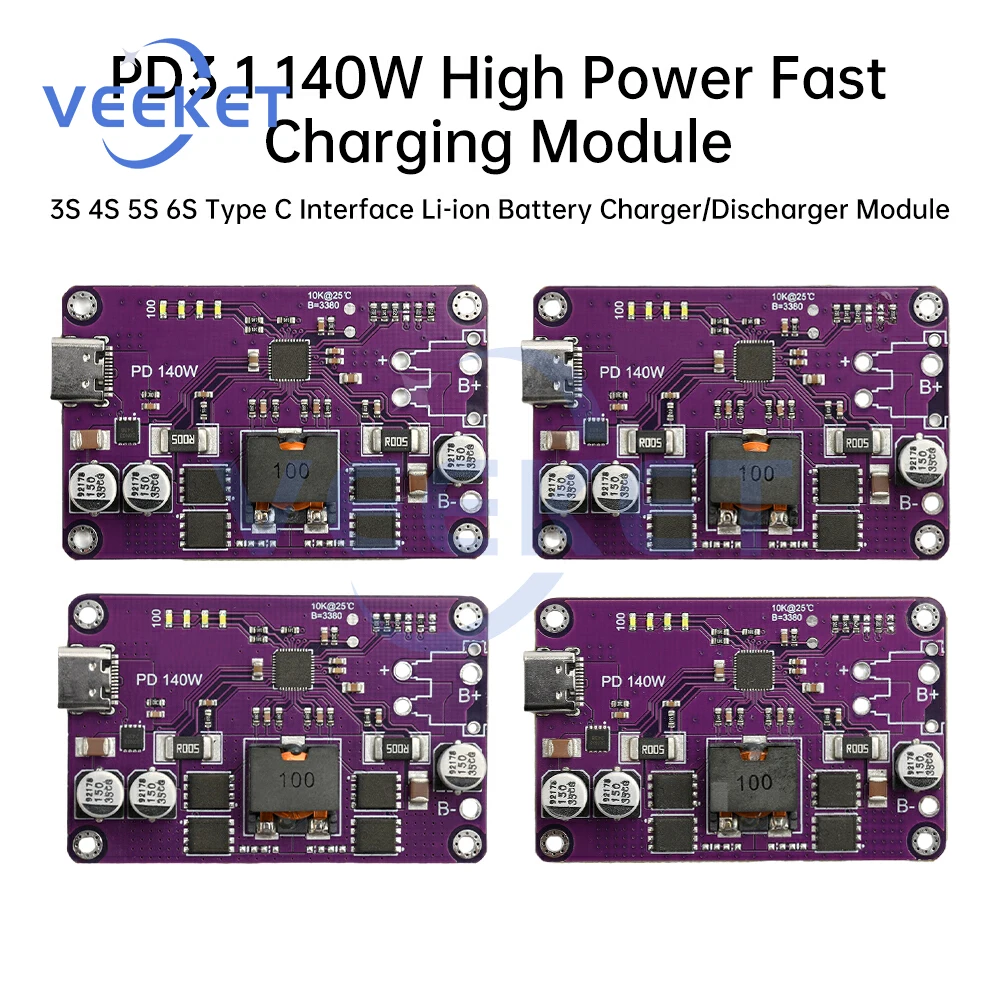 고출력 고속 충전 모듈 PD3.1 140W 3S 4S 5S 6S 리튬 배터리용 타입-C 인터페이스 효율적인 충전 및 방전