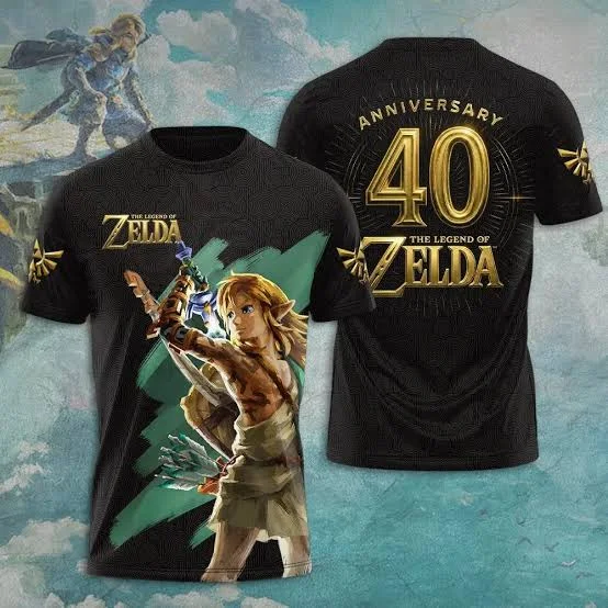 Zelda 40th Anniversary T-shirt Print Short Sleeve Tee Men Women The Legend of Zelda Game Graphic Tshirt Streetwear