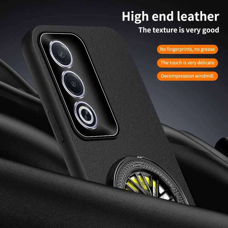 

Leather Bracket All Inclusive Shell for OPPO A16 A17 A18 A57S A60 A38 A57 4G Back Cover for OPPO A3 Pro 5G Protection Phone Case