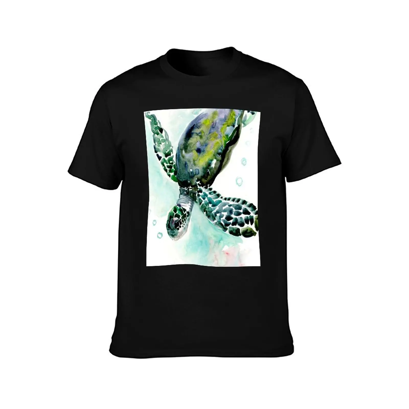 Sea Turtle, Blue turquoise olive green navy blue artwork underwater T-Shirt rapper graphic tees summer 2025 tshirts for men