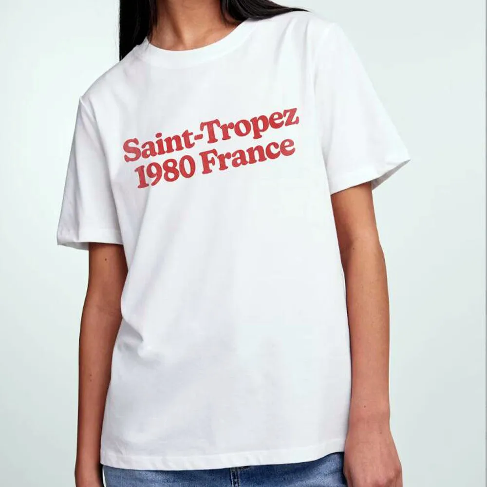 Saint-Tropez 1980 France Graphic Tees Women Vintage Style Loose Cotton Short Sleeve Tops Casual Summer Fashion Chic T Shirts