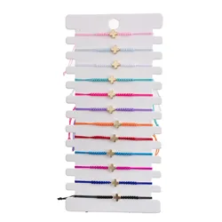 12pcs/card fashion simple gold-plated cross multi-color rope braided European and American adjustable bracelet