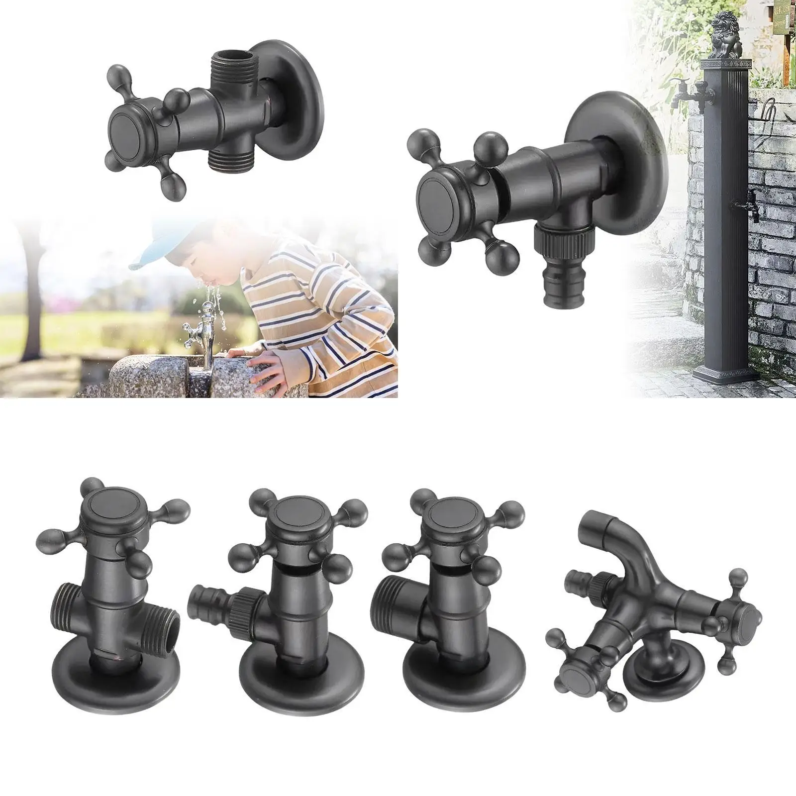 

Copper Angle Valve Elegant Black Finish Bathroom Accessory Triangle Water Flow Control for Household Use