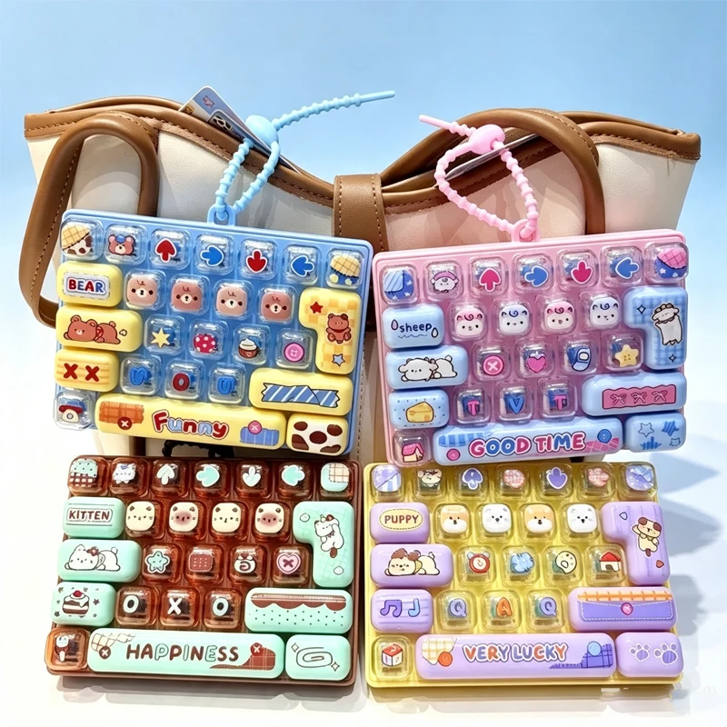 26Grid /;Keycap Clicker Anti Stress Fidget Keyboard Keychain Decompression Button Cartoon Hand Relax Party Favor Gift 26구 키캡 키링