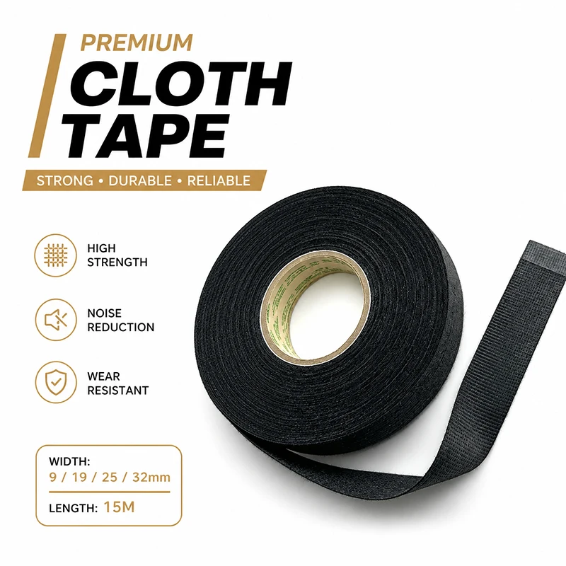 15 Meters Wide, 9-32mm Seamless Black Velvet Tape, All Vehicle Wiring Harness, Noise Reduction Protection Wrapped Tape