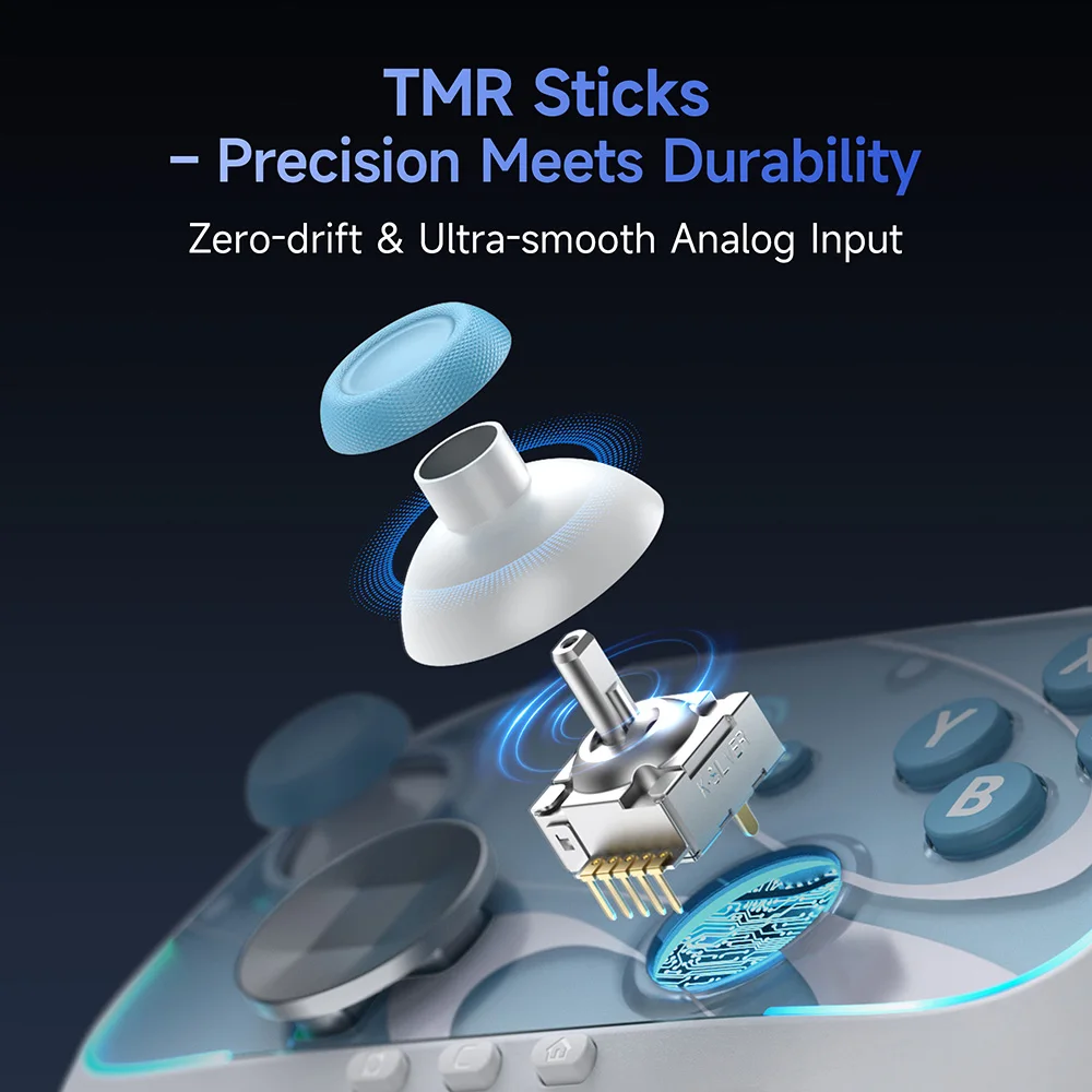 وحدة تحكم EasySMX S10 اللاسلكية TMR Joystick RGB متوافقة مع Switch 2/PC/Phone/TV/Steam، NFC، Gyro، لبوكيمون