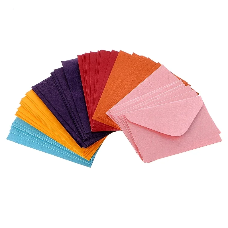 Mini enveloppes en papier vierge rétro colorées, 50 pièces, cartes d'invitation fête mariage, cartes vœux, cadeau