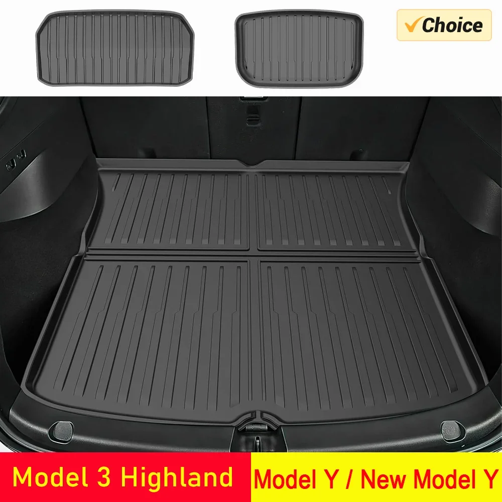 

Trunk Mats For Tesla New Model Y Launch 2021-2025 Model 3 Highland Cargo Liner Front Back Sill Guard Anti-Kick Accessory