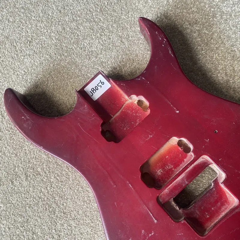 JB056 Floyd Rose Electric Guitar Body with 2 Humbucker Pickups Surface Damages Cracks Semi Finishing DIY Guitar Parts