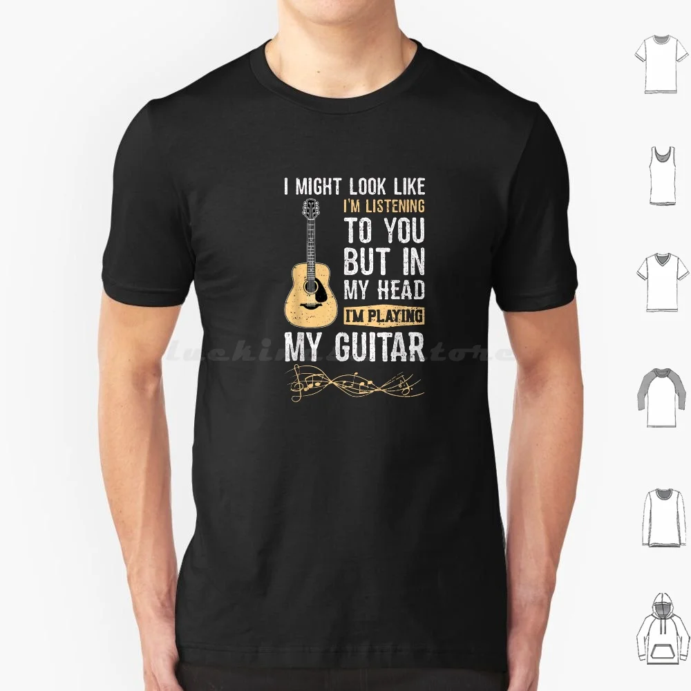 Podría pareo que estoy escuchando pero en mi cabeza estoy jugando mi guitarra camiseta tamaño grande 100% algodón podría pareo como soy