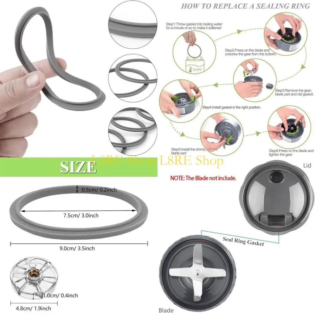 L8RE Set of 6 Silicone Seals and Clear Wheel Accessories Juicing Machine Seal