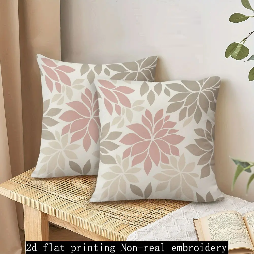 1pc Neutral Boho Floral Throw Pillow Cover 2D Double-Side Print Polyester Cushion Case for Home Sofa Car Bedroom Living Room Dec