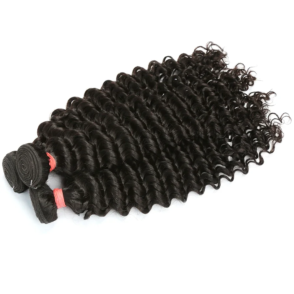 Extensions brésiliennes de cheveux humains Remy Deep Wave, cheveux bouclés, 100% non transformés, 28 po, 30 po, 32 po, faisceaux de vague d'eau 12A