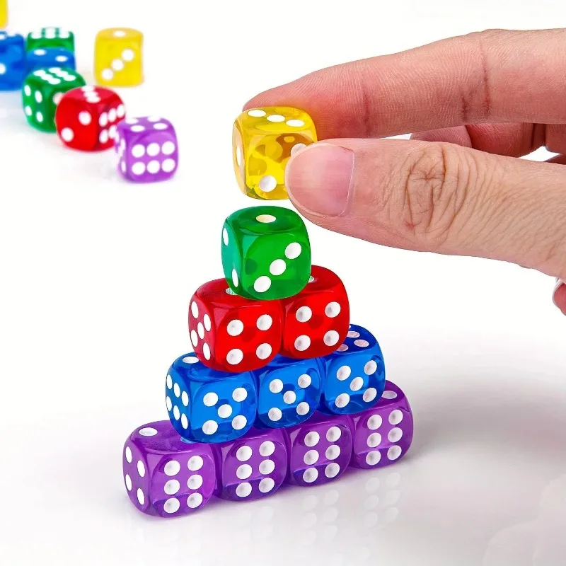 9pcs/set Vibrant Assorted Dice Set with Transparent Storage Box Polyhedral D6 for Board Game RPG DND Tabletop Gaming Accessory