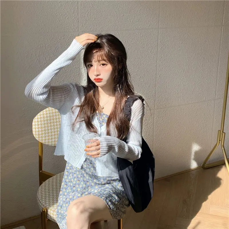 Dames gebreid ort Svel vest dunne zomer Faion zonbescherming airconditioning bovenkleding lang Sve Jaet