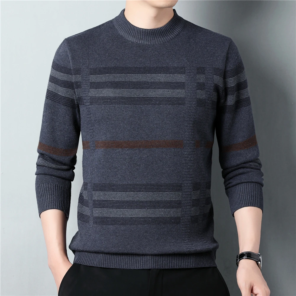 

Brand Striped O-Neck Knitted Sweater Men Clothing Autumn Winter New Arrival Classic Casual Pullover Homme Top Z1156