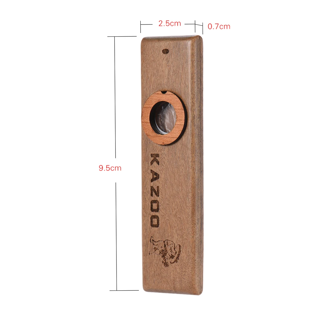 Wooden Kazoo Musical Instrument Ukulele Guitar Partner Wood Harmonica with Metal Box for Music Lover