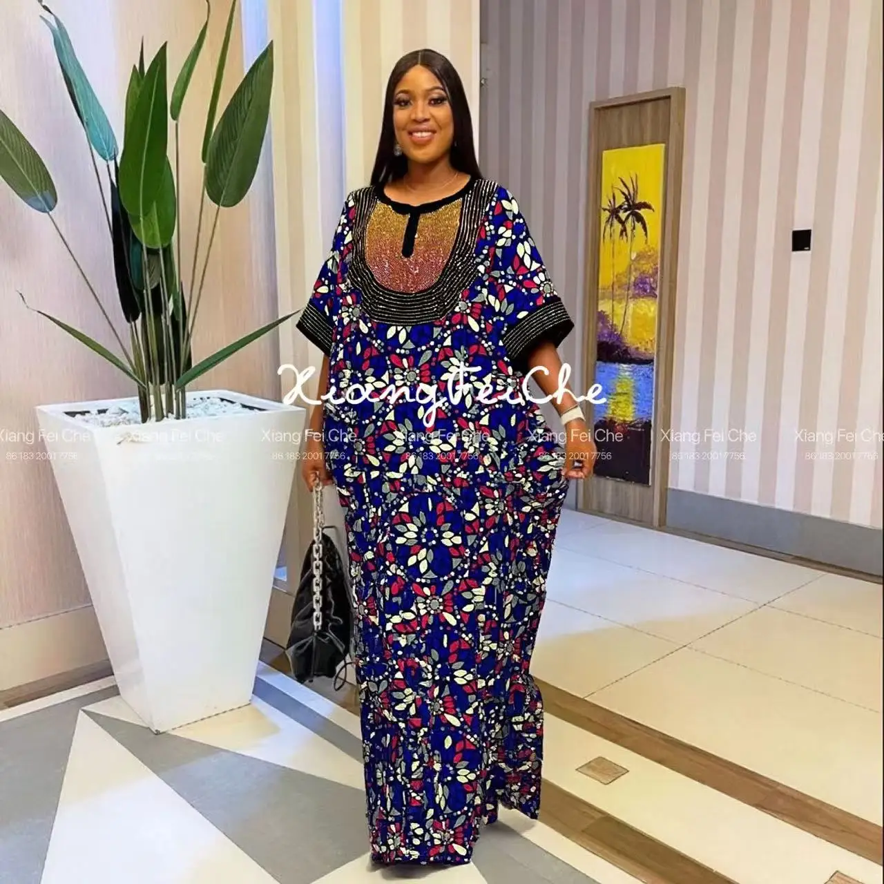 

2025 новый стиль, модная свободная женская одежда в европейском и американском стиле со стразами в полоску в африканском стиле с принтом